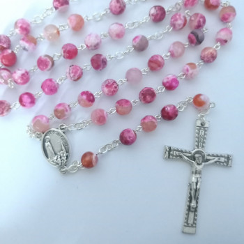 Rosary Agate Pink