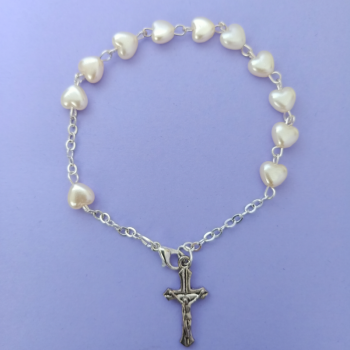 Rosary Bracelet Faux Pearl...