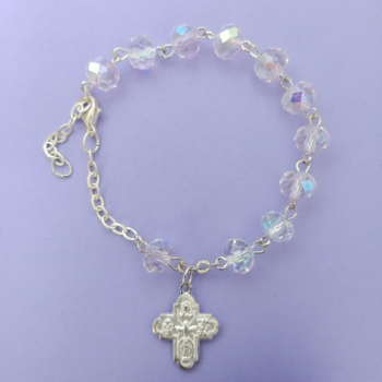Rosary Bracelet Glass Clear