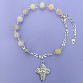 Rosary Bracelet Faux Agate...