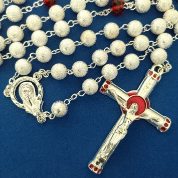 Silver-Plated Rosary + Red...
