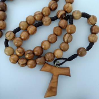 Olive Wood Rosary Tau